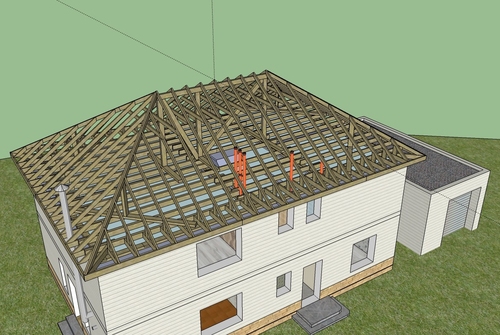 Стропильная система четырехскатной крыши